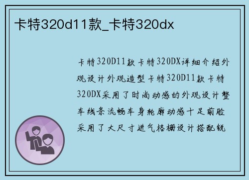 卡特320d11款_卡特320dx