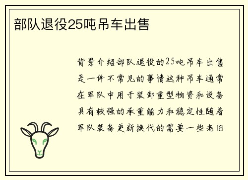 部队退役25吨吊车出售